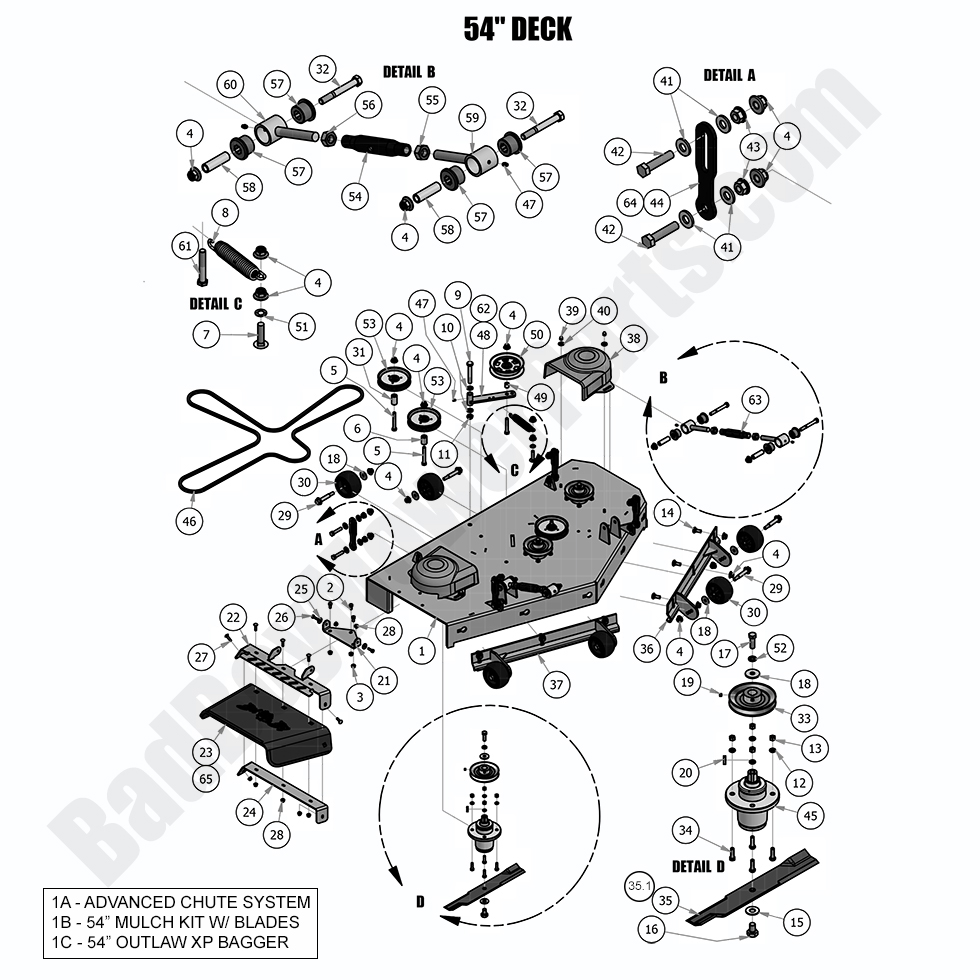 1799 - Bad Boy Mower Parts Lookup > 2018 > Outlaw XP > 54\" Deck Assembly